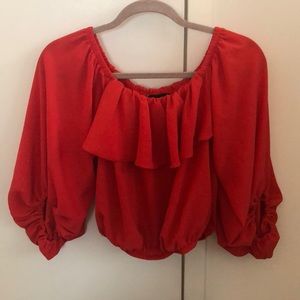 VICI red balloon sleeve crop top